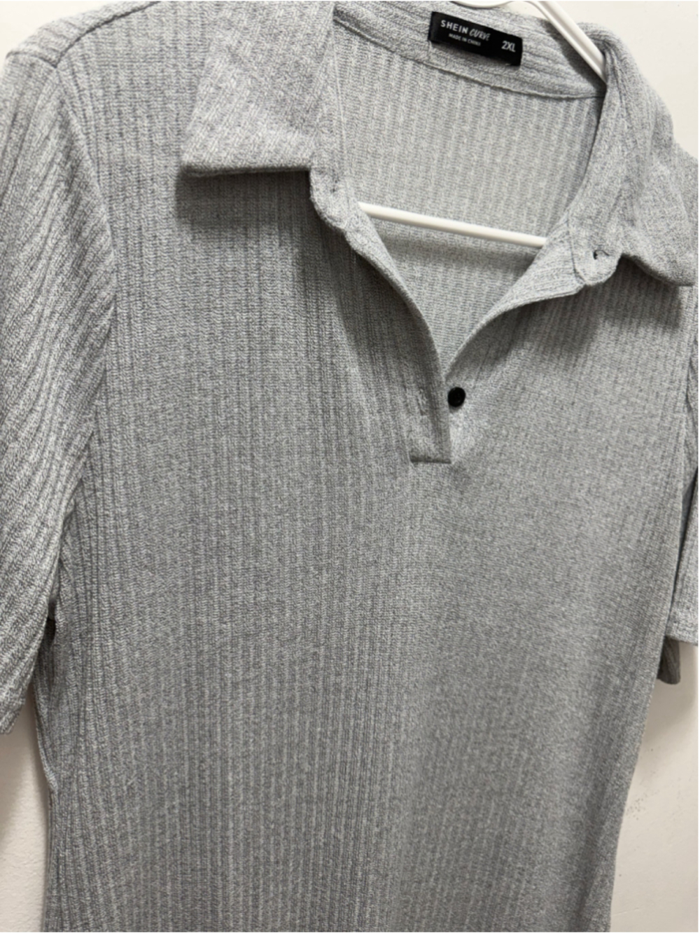 Women's SHEIN CURVE Gray Ribbed Polo Midi Dress 2XL - Picture 2 of 4